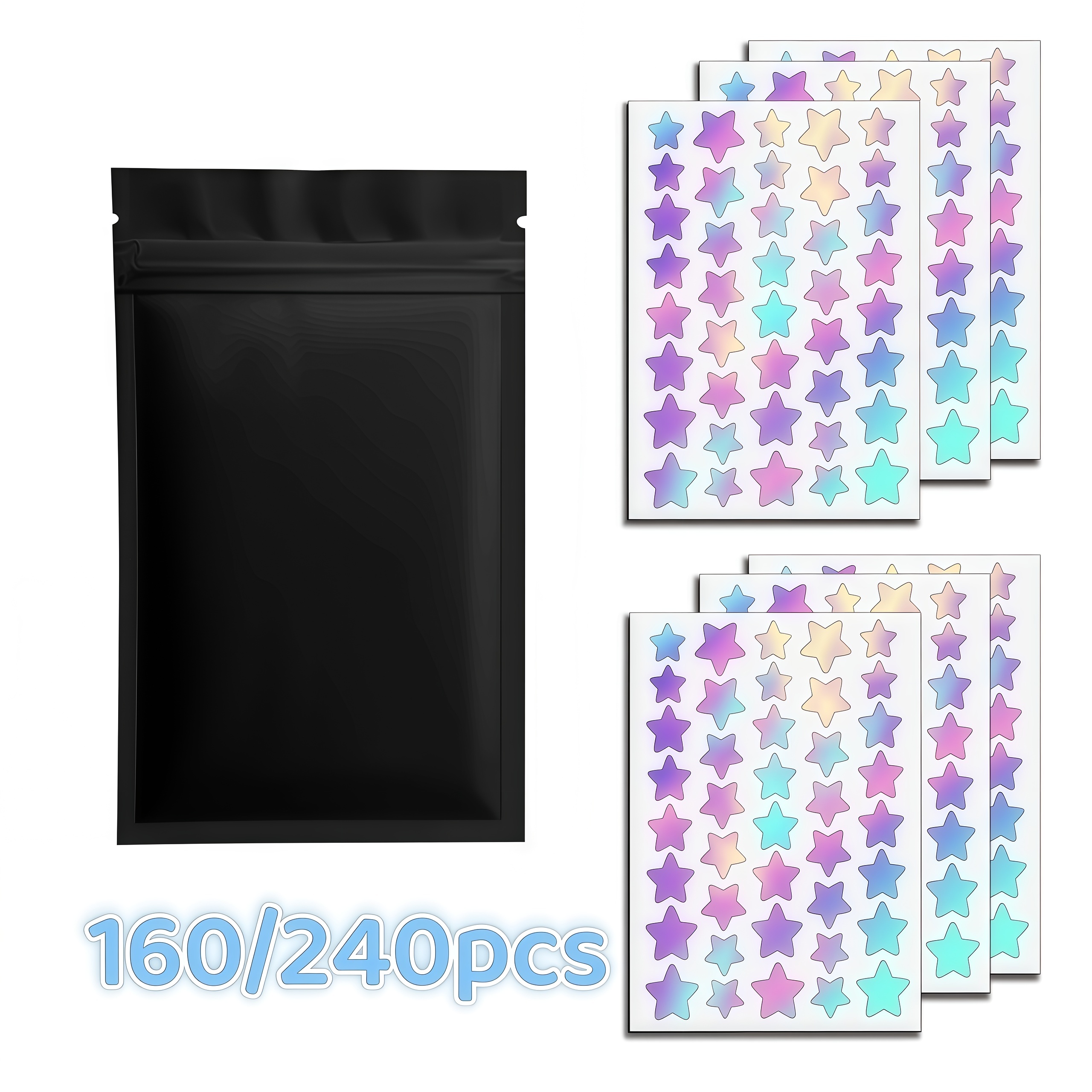 Skincare Moisturizer - 160/240pcs Deep-Cleansing Holographic Star Patch Set