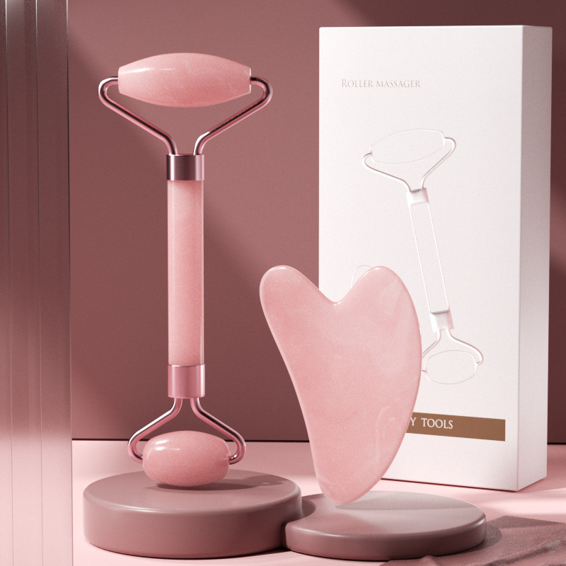 Skincare Glowing - Dual Head Face Roller Pink Crystal