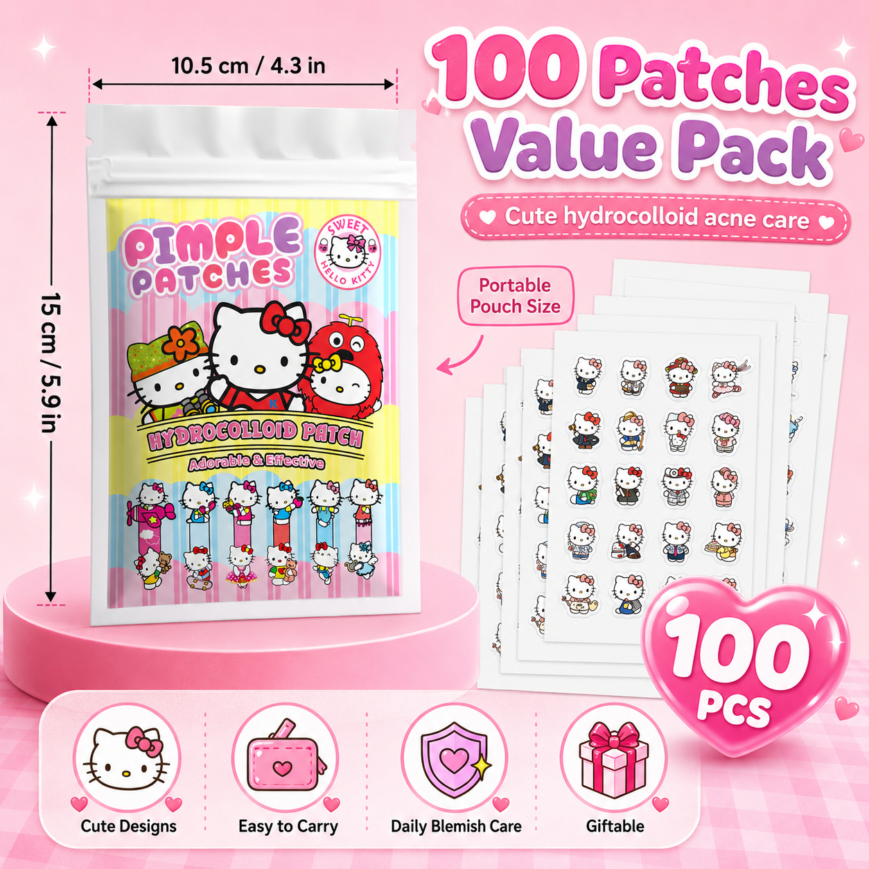 100PCS hello kitty Acne patche - Skincare Moisturizer avis et prix