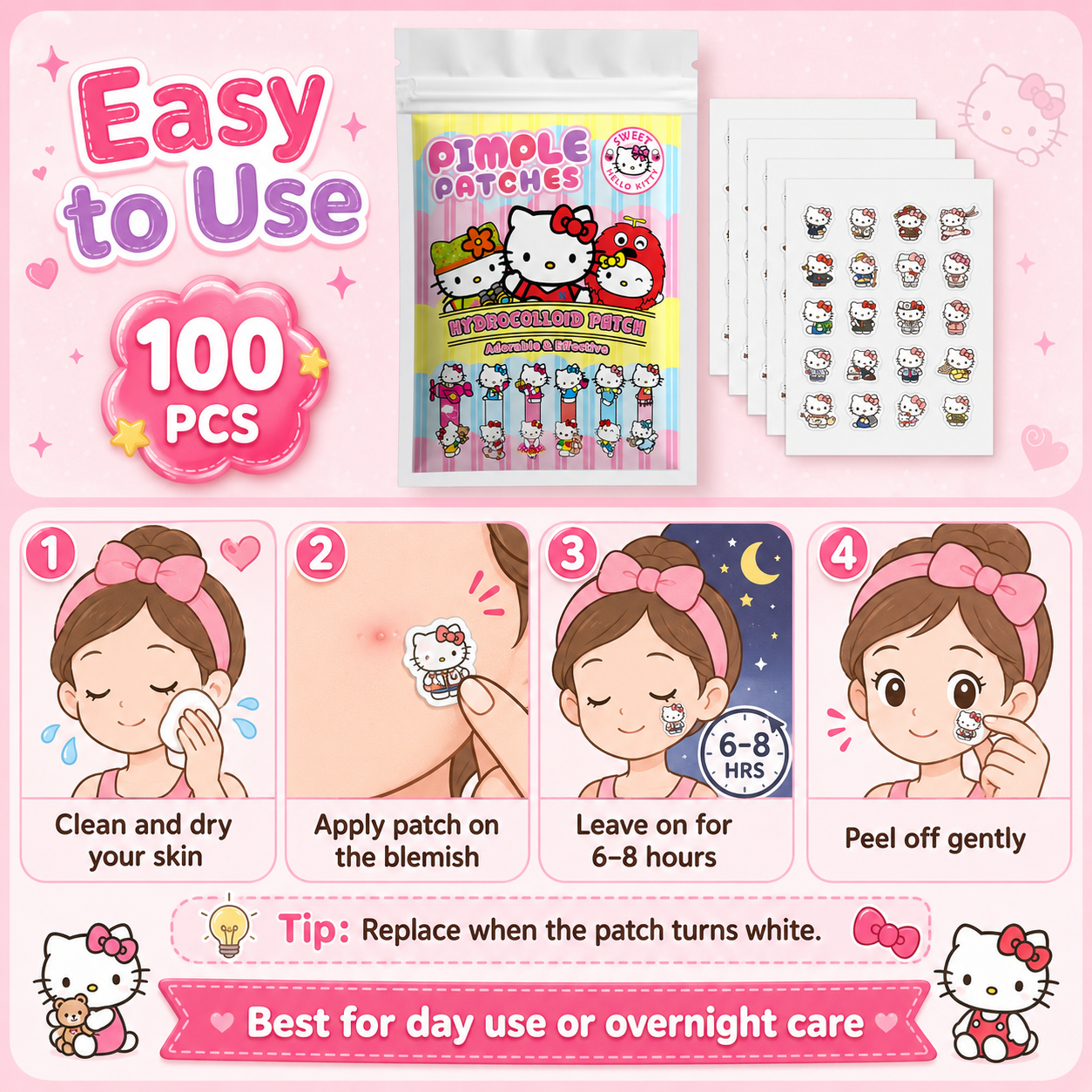 100PCS hello kitty Acne patche - Skincare Moisturizer avis et prix