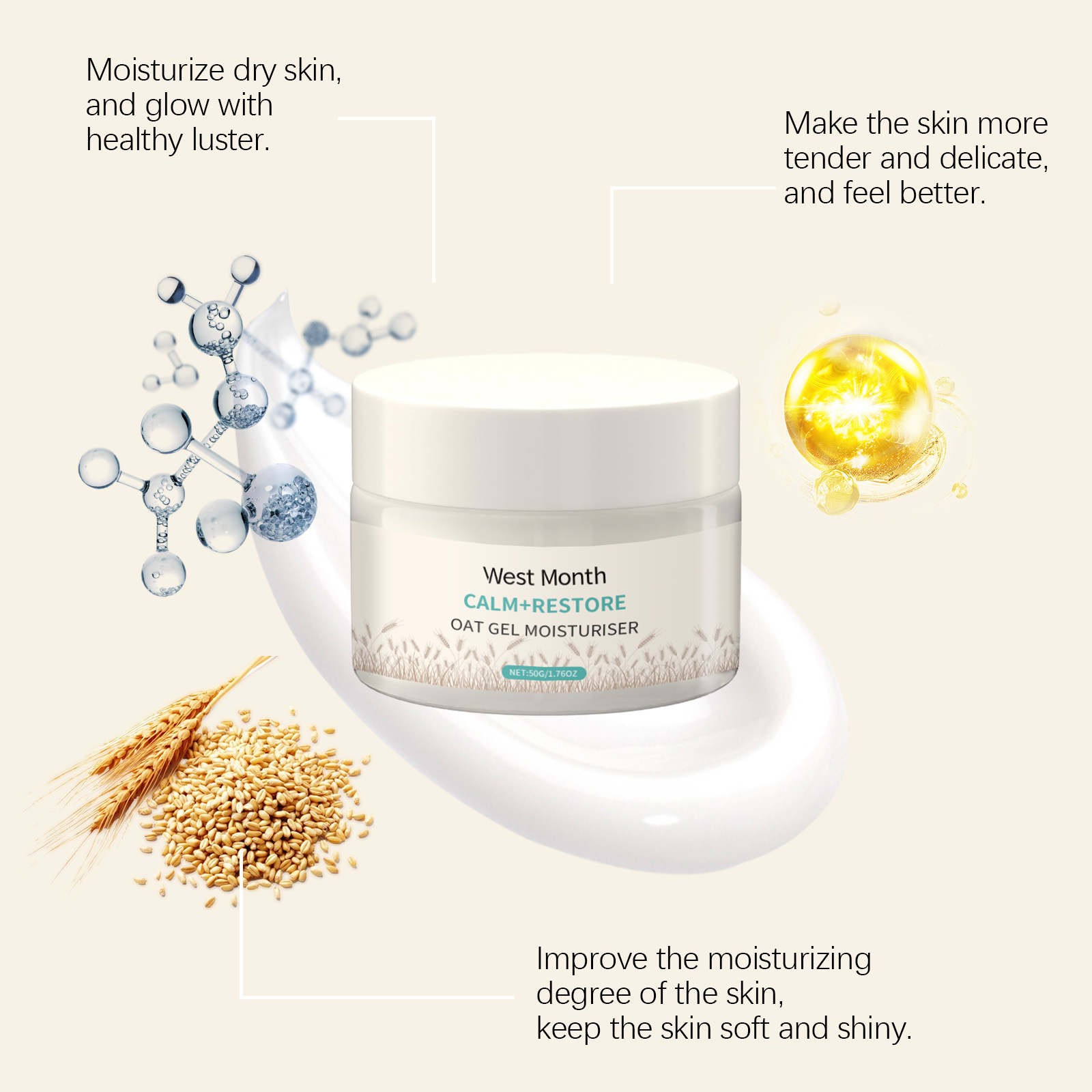 50g Oat Moisturizing Face Crea - Skincare Oat avis et prix